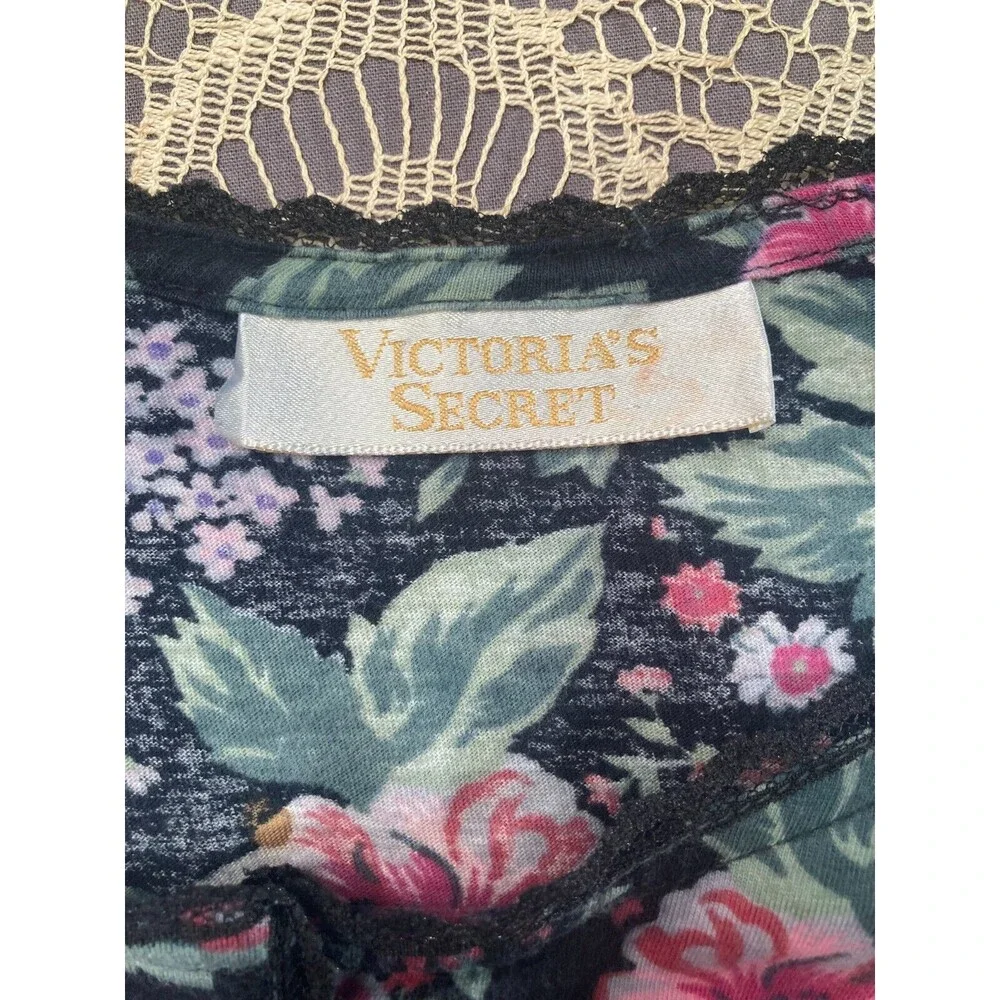 Vintage 90s Sleep Shirt 1990s Floral Victoria's Secret Gold LabelSize Medium M/L